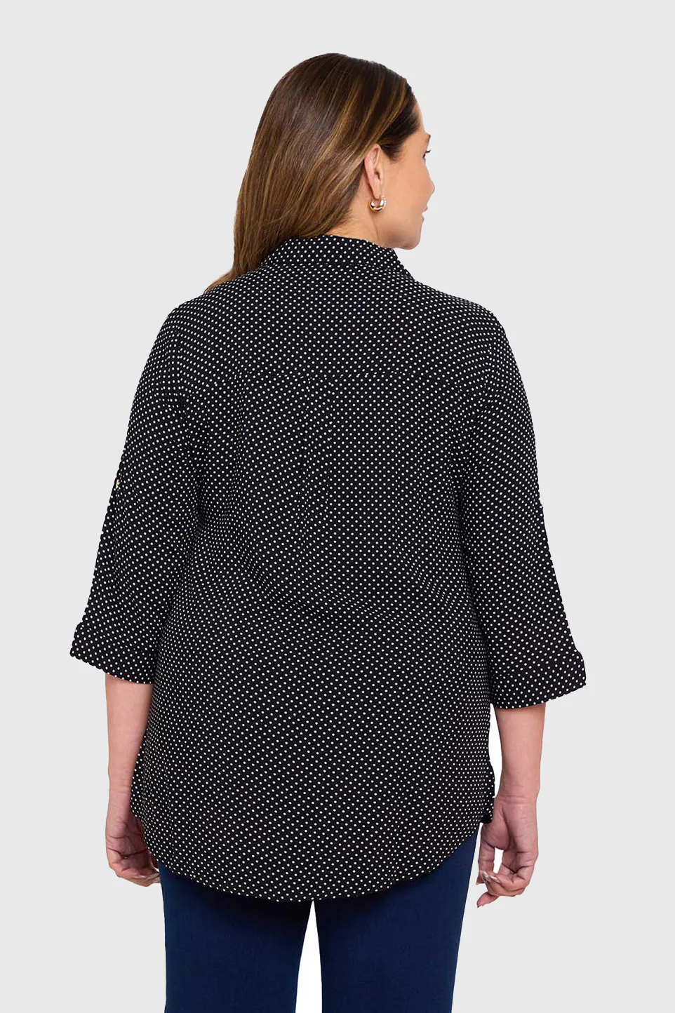 Blusa Mujer Abotonada Roll Up Negro - Image 3
