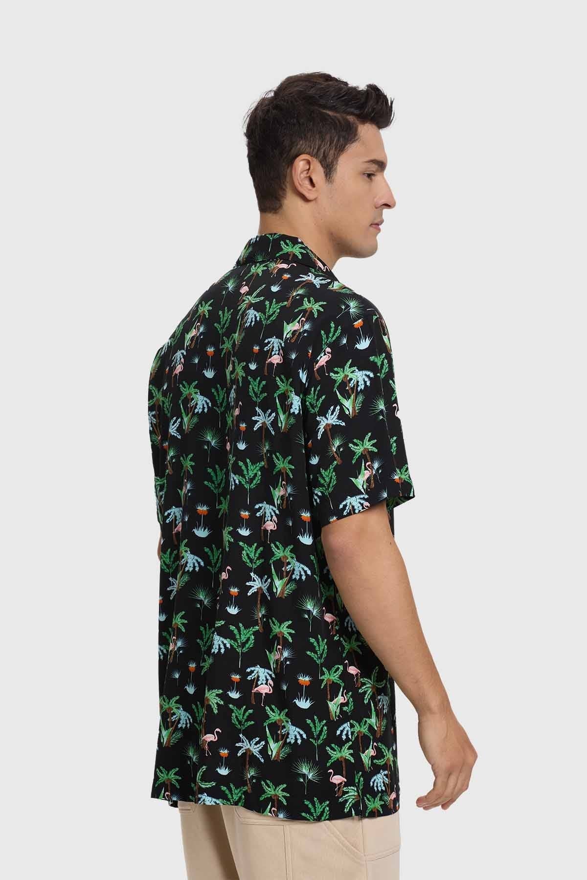 Camisa Hombre Print Tropical Negro - Image 3