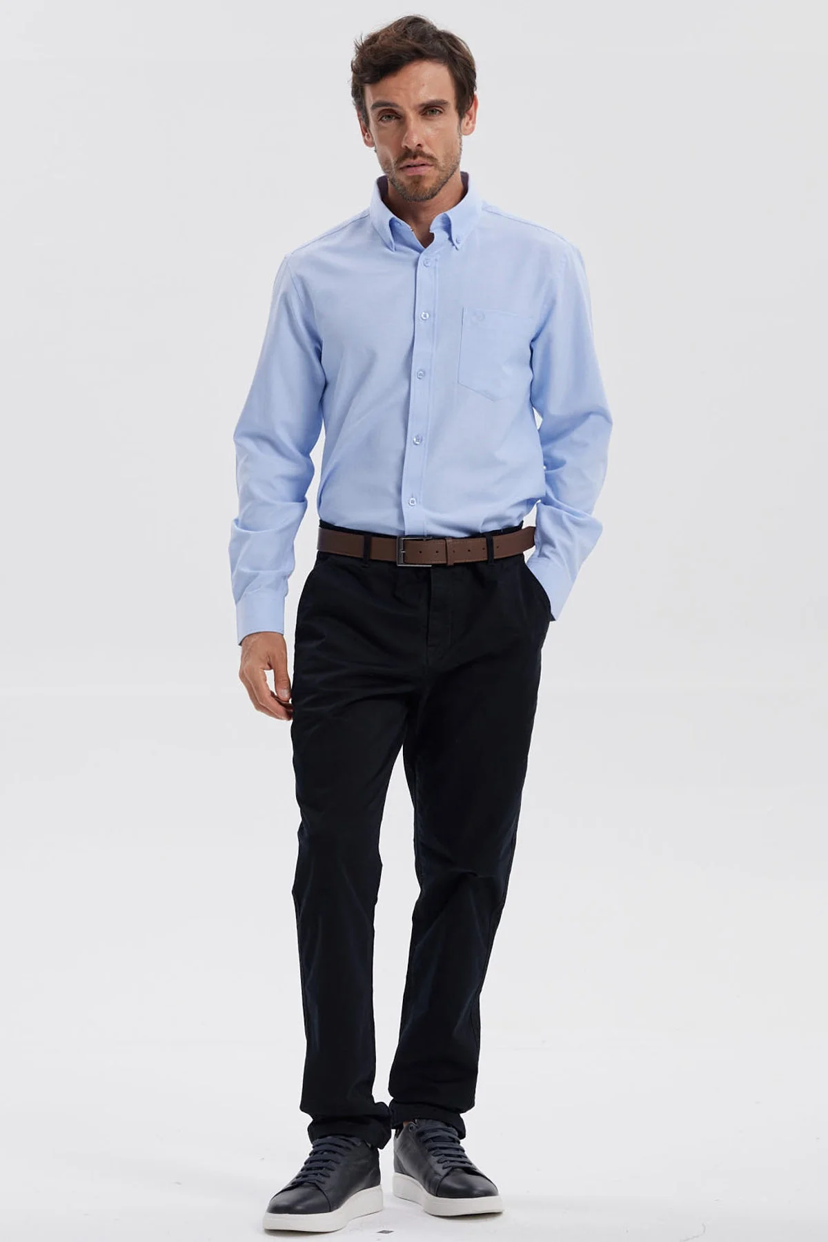 Camisa Hombre Oxford Celeste - Image 4