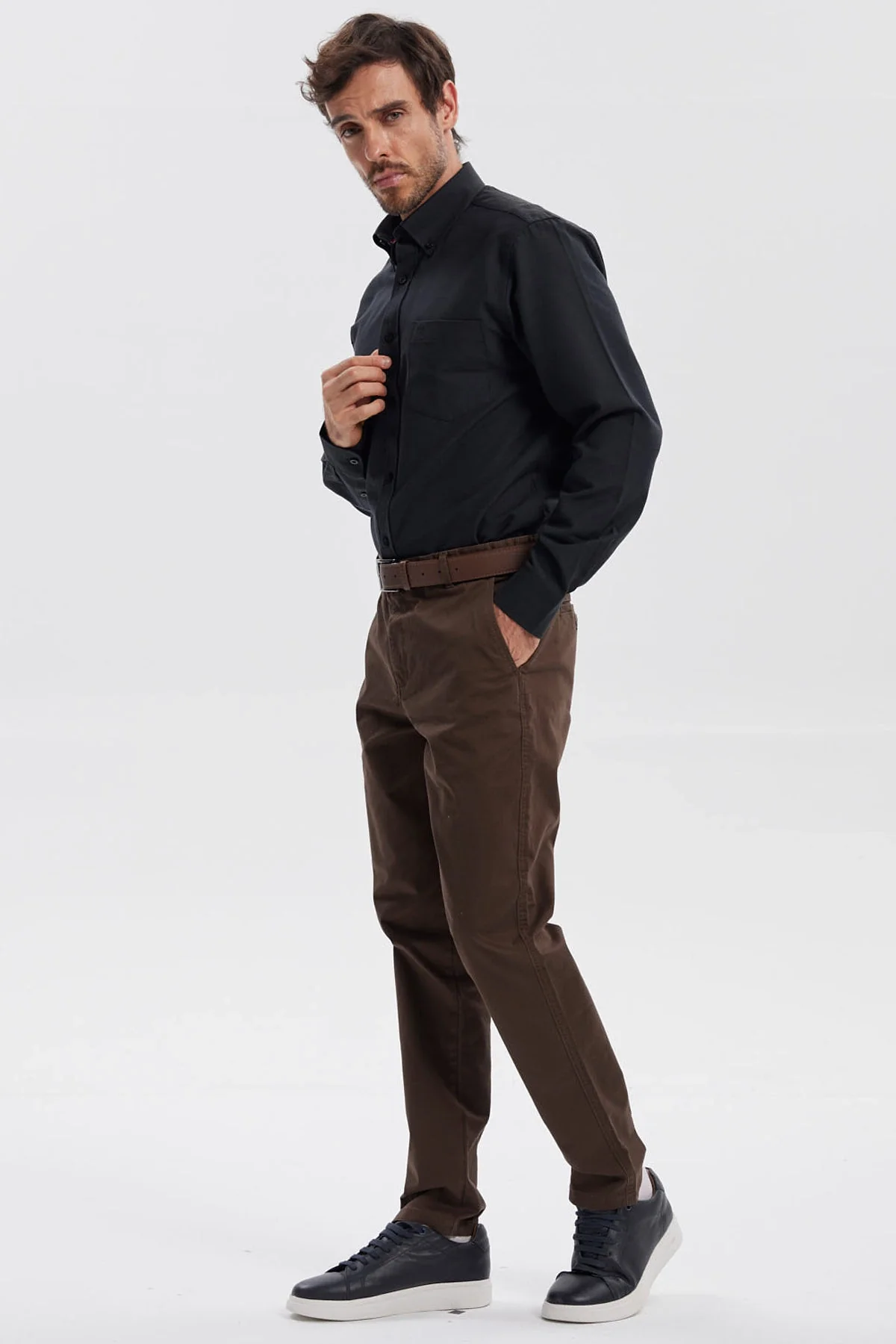 Camisa Hombre Oxford Negro - Image 4