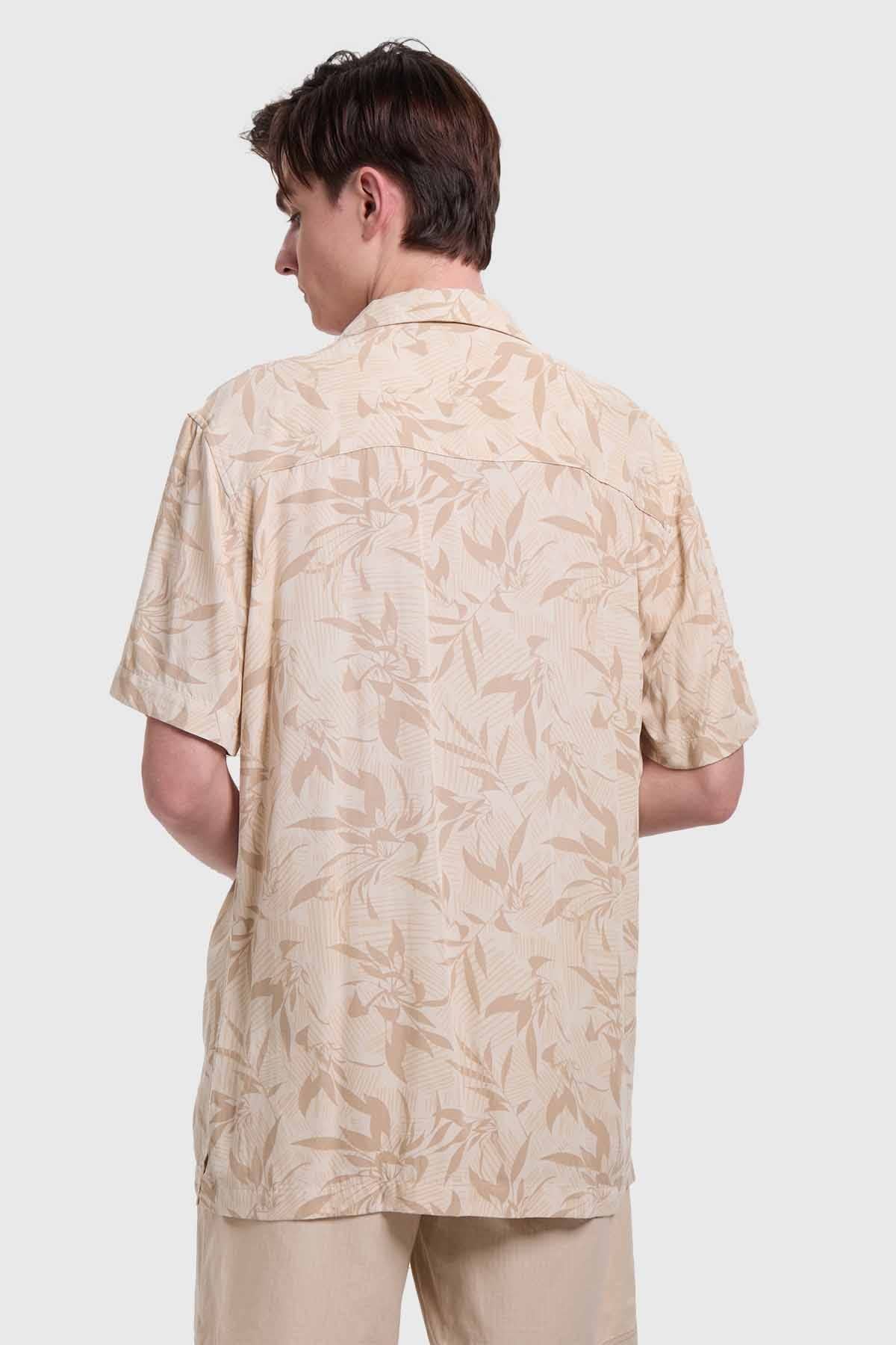 Camisa Hombre Print Tropical Beige - Image 3