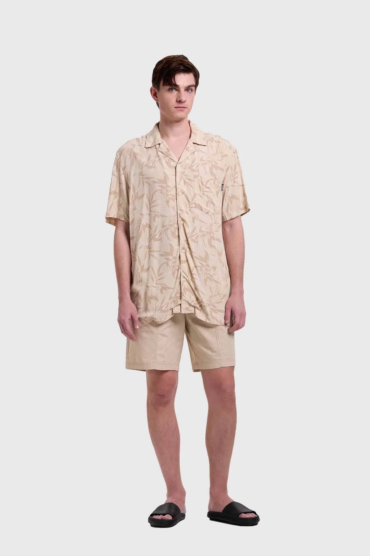 Camisa Hombre Print Tropical Beige - Image 4