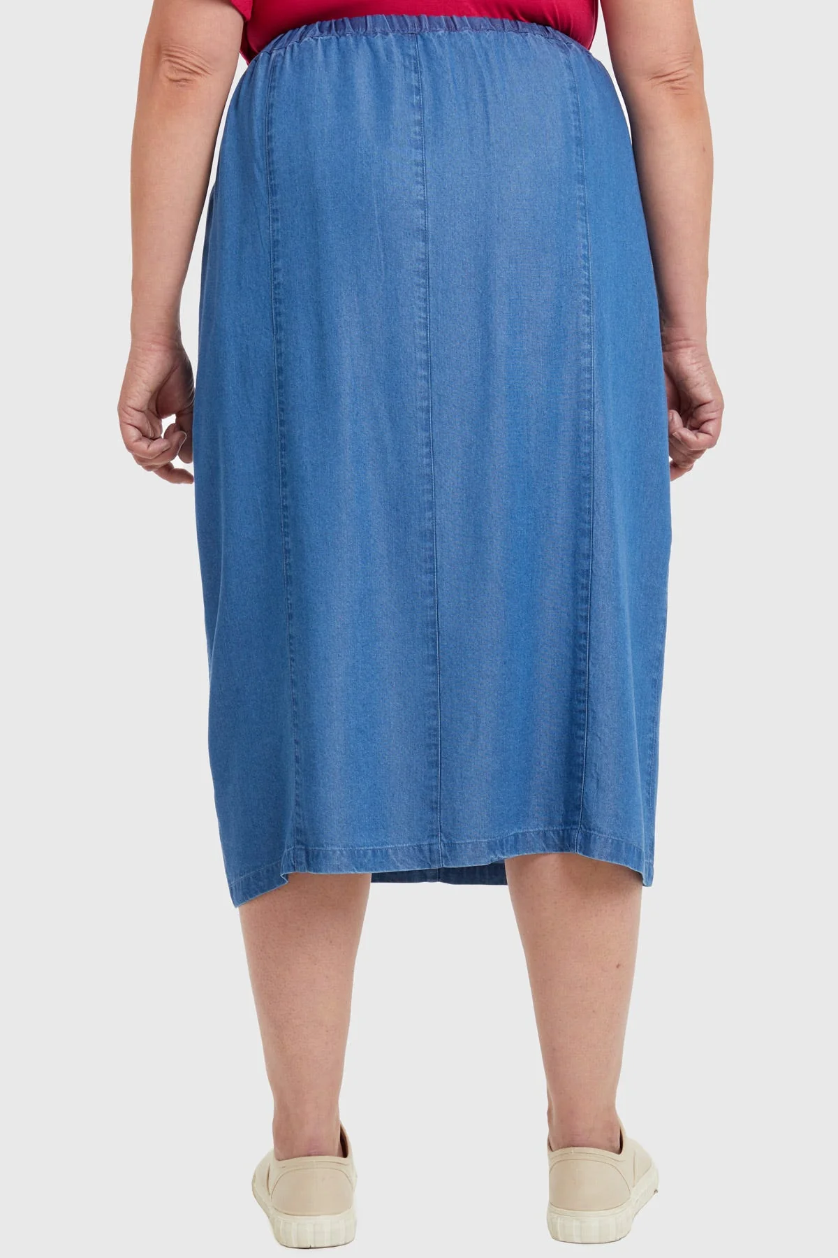 Falda Tencel Con Botones Azul - Image 3