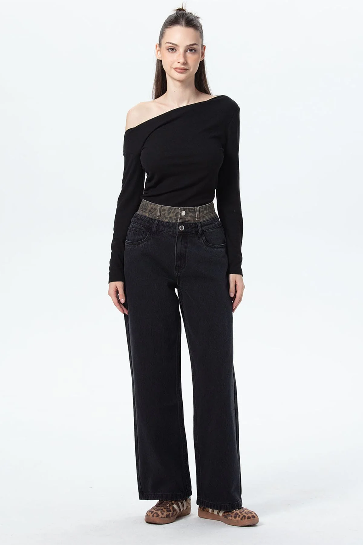 Jeans Mujer Cintura Calce Recto Negro - Image 4