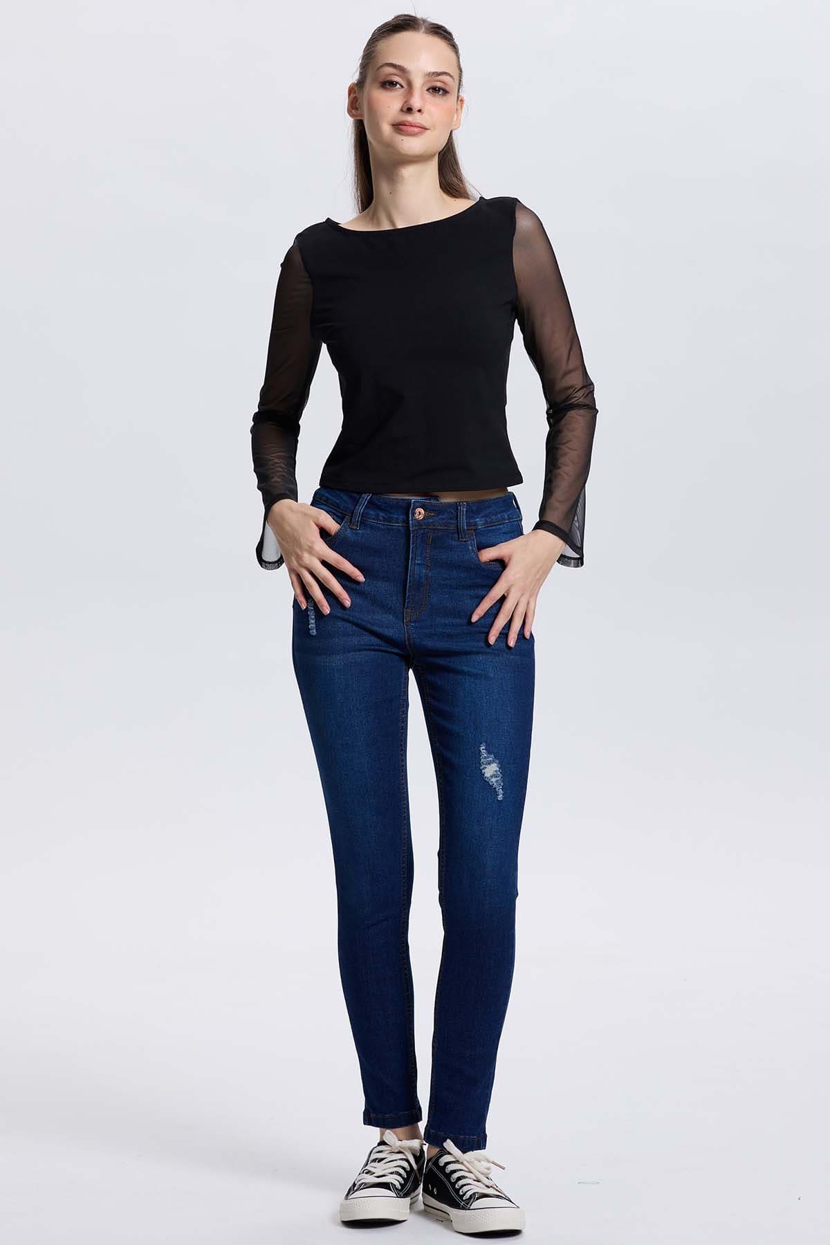 Jeans Mujer Lia Super Skinny Azul Oscuro - Image 4
