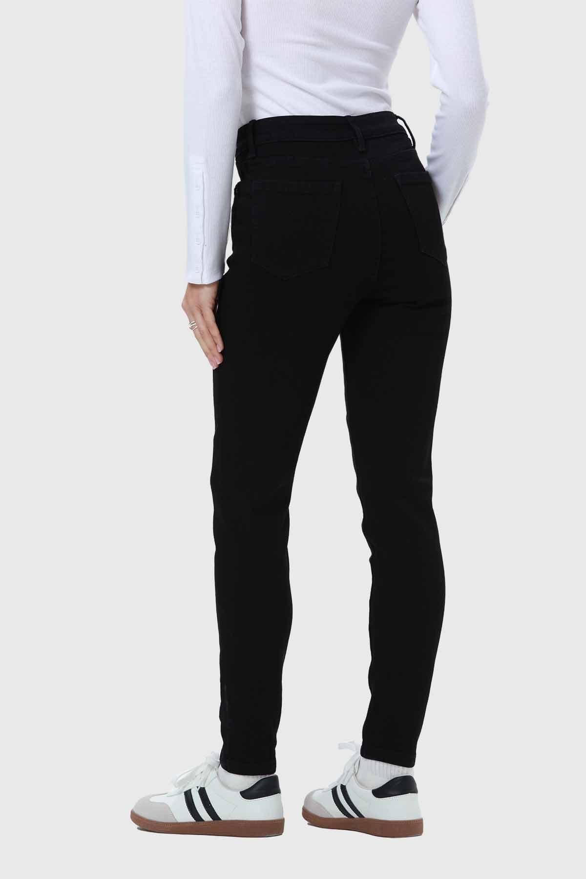 Jeans Mujer Skinny Con Polar Negro - Image 3