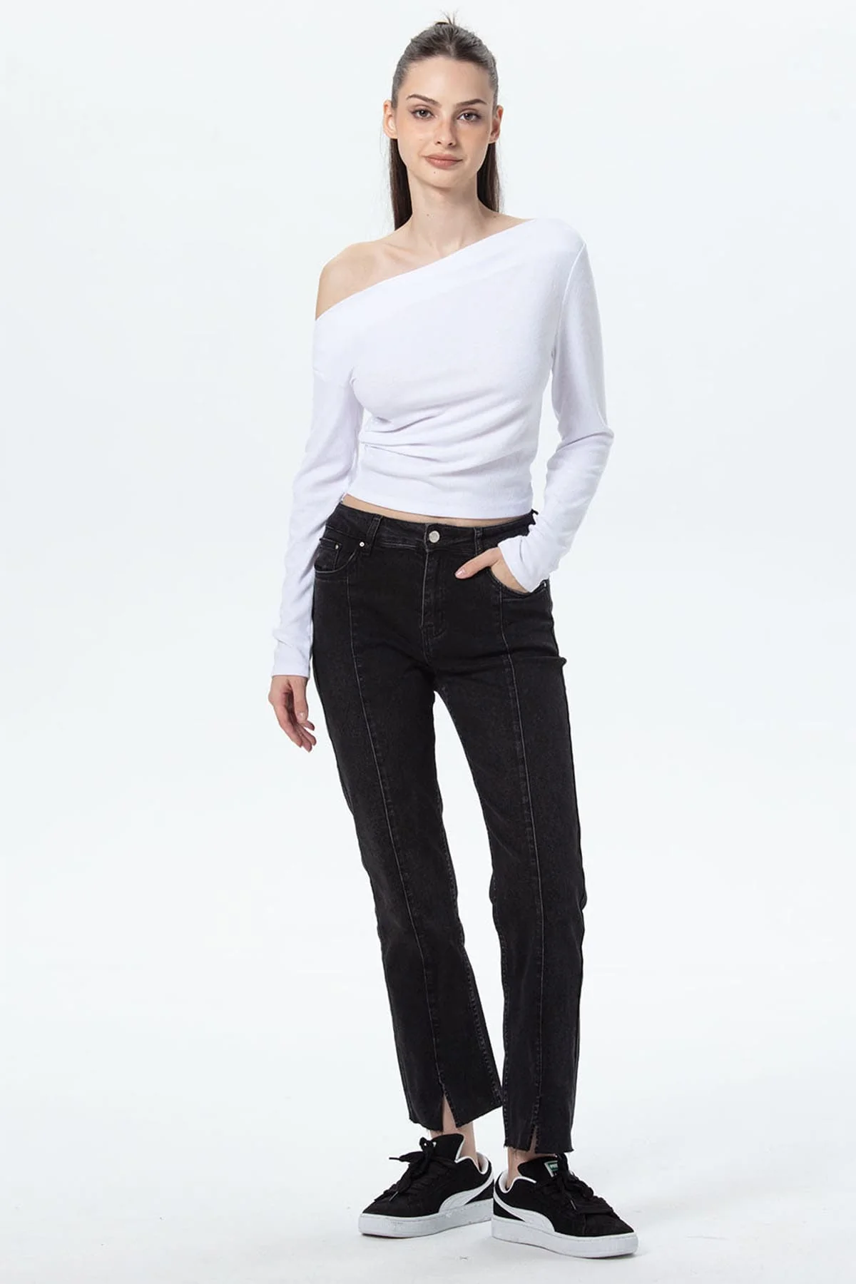 Jeans Mujer Slim Linea Abertura Gris - Image 4