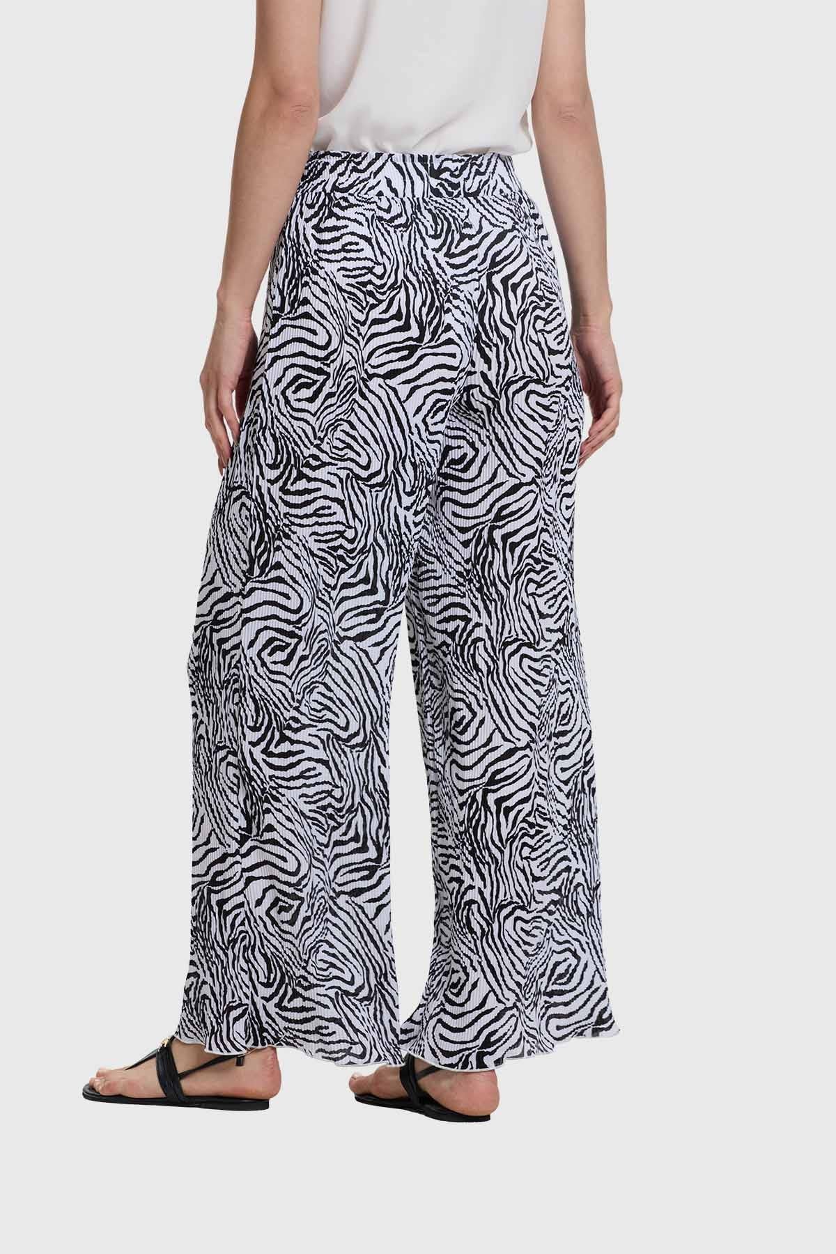 Pantalón Mujer Palazzo Con Bolsillo Blanco - Image 3