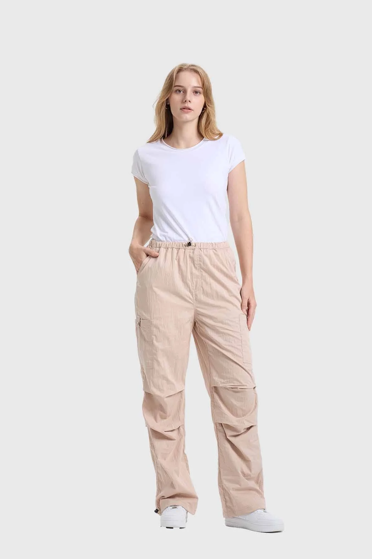 Pantalón Mujer Recogido Beige - Image 4