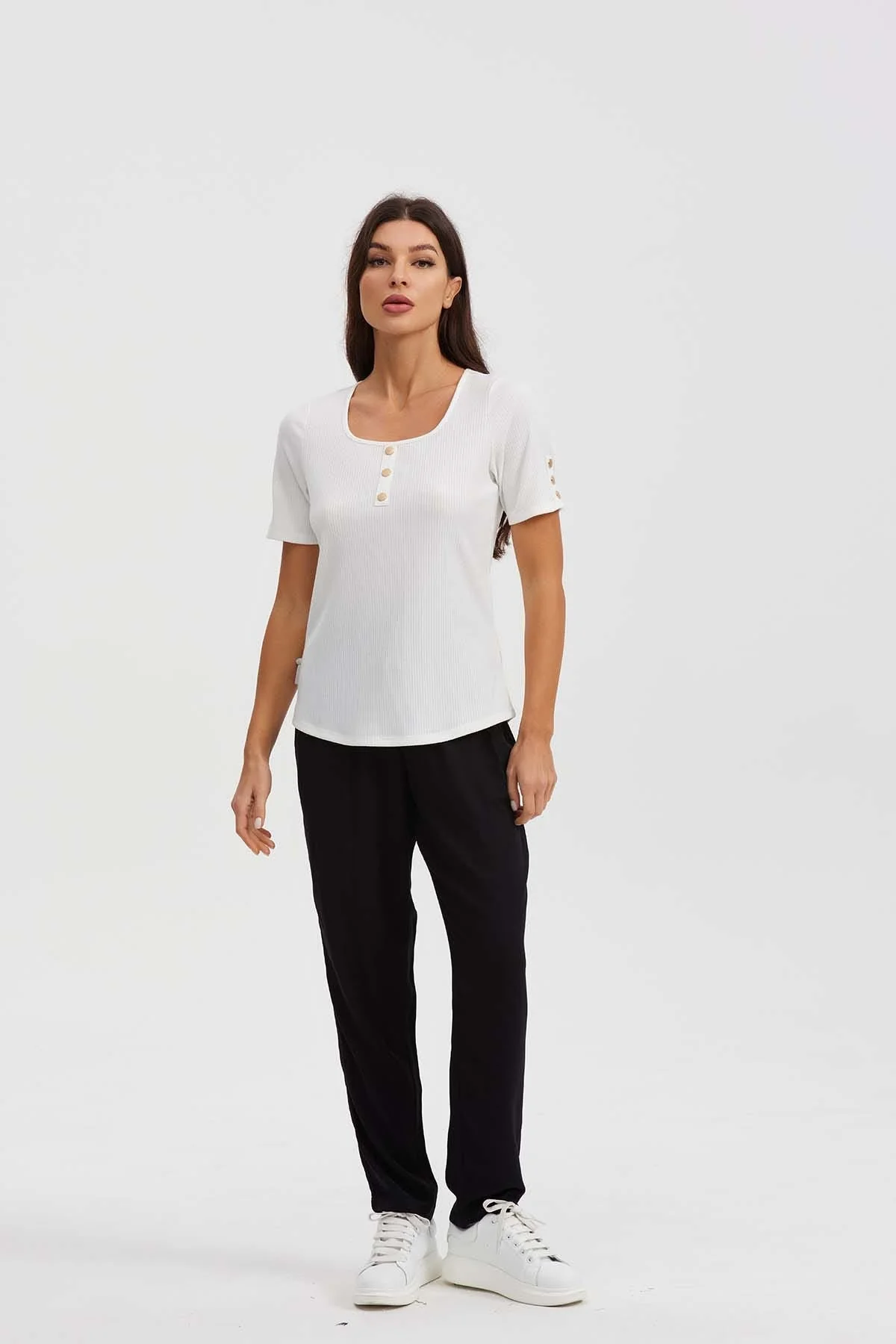 Pantalón Mujer Recto Cordones Negro - Image 4