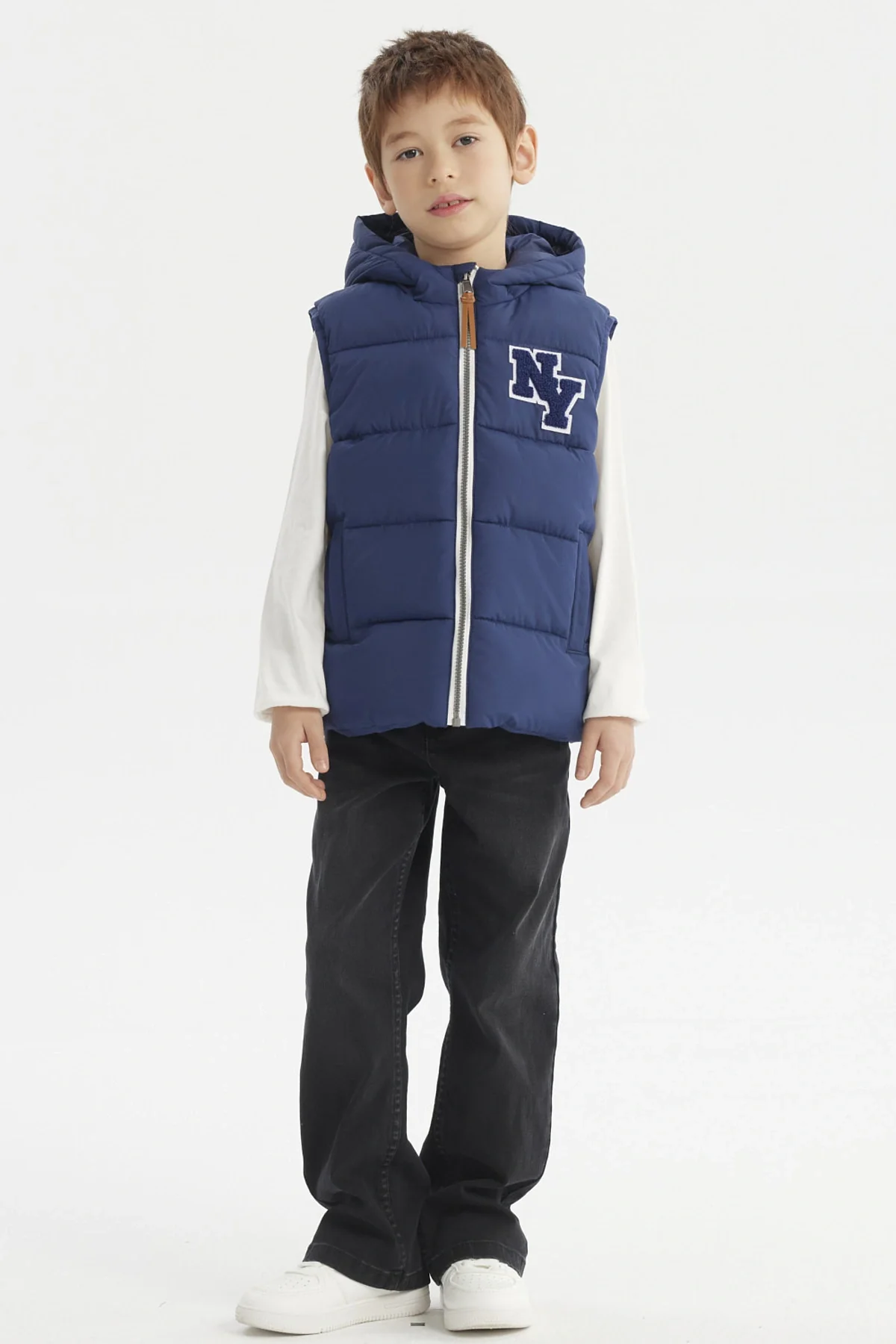 Parka Niño Full Zipper Con Bolsillo Azul Oscuro - Image 4