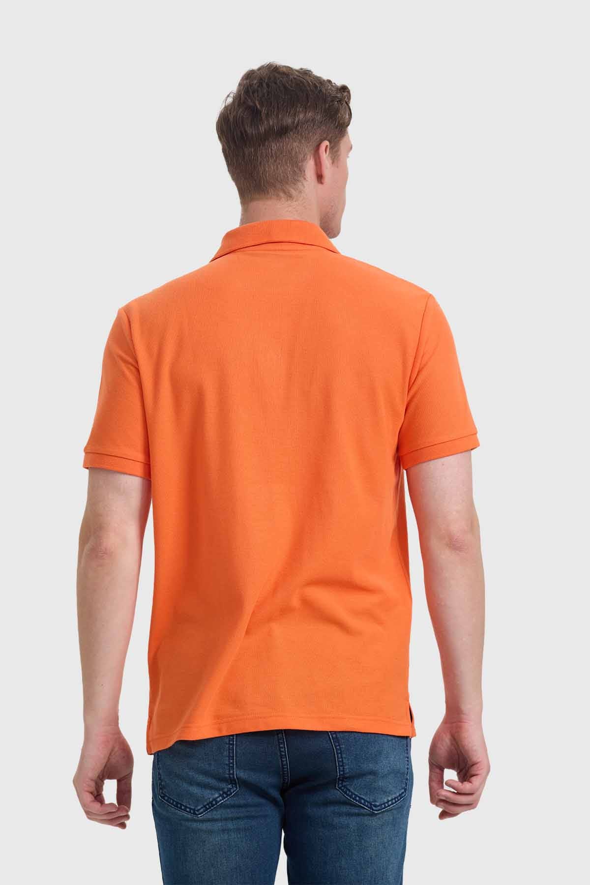 Polera Hombre Piqué Básica Naranjo - Image 3