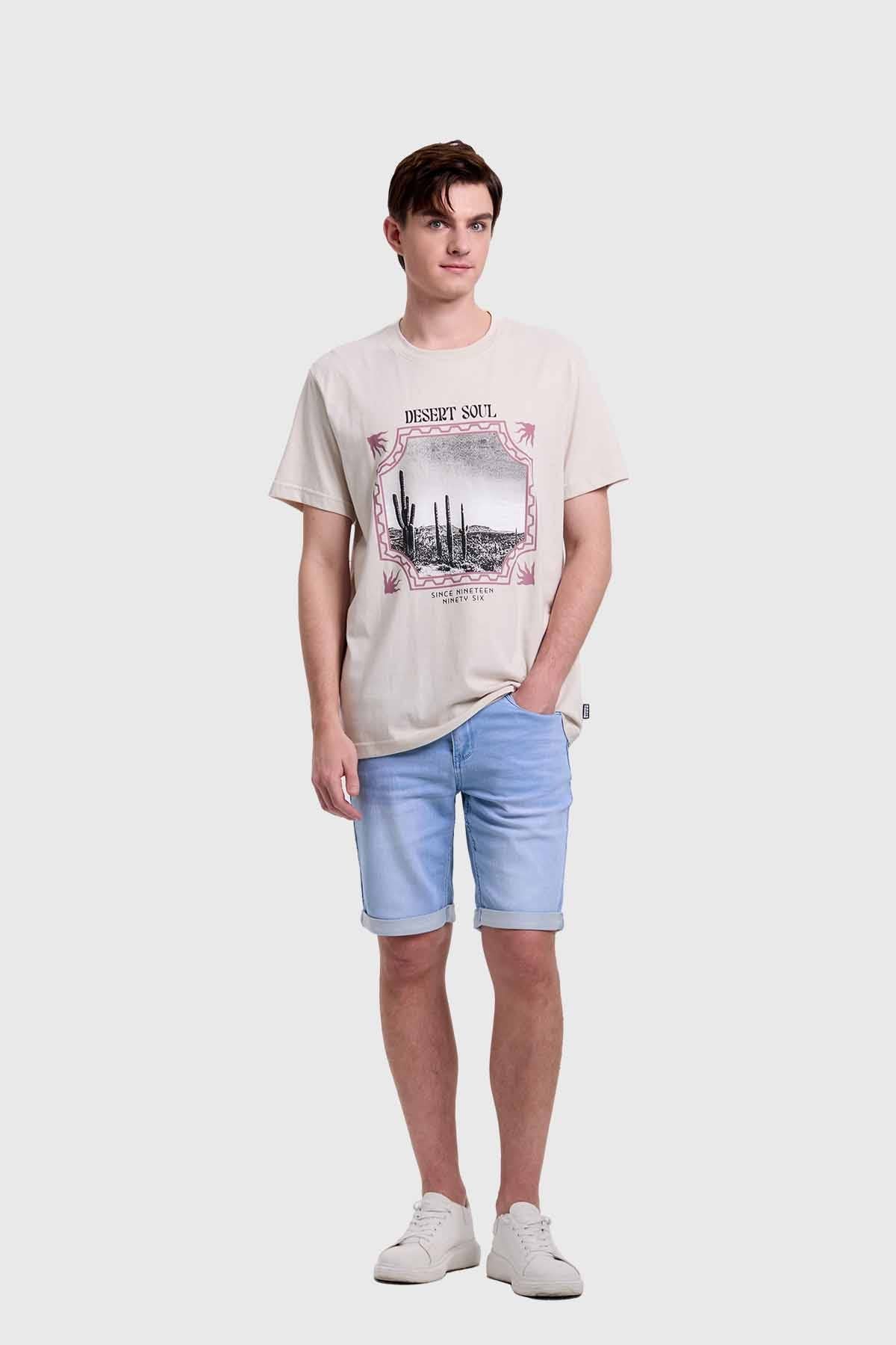 Polera Hombre Print Beige - Image 4