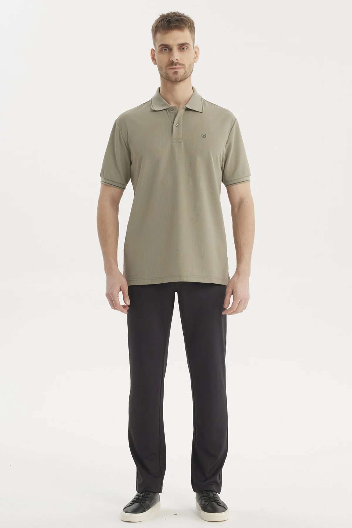 Polera Hombre Slim Cuello Camisero Verde - Image 4