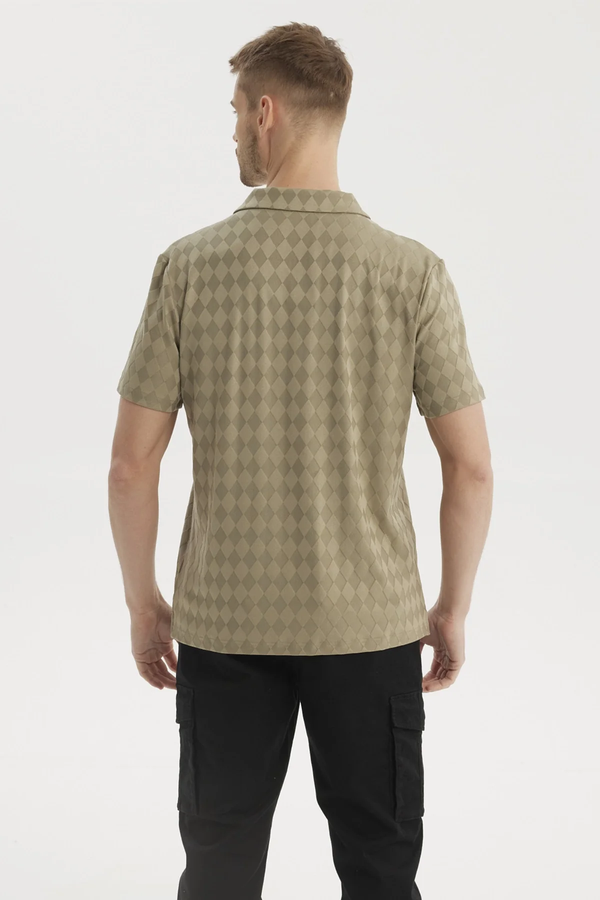 Polera Hombre Slim Cuello Camisero Verde - Image 3
