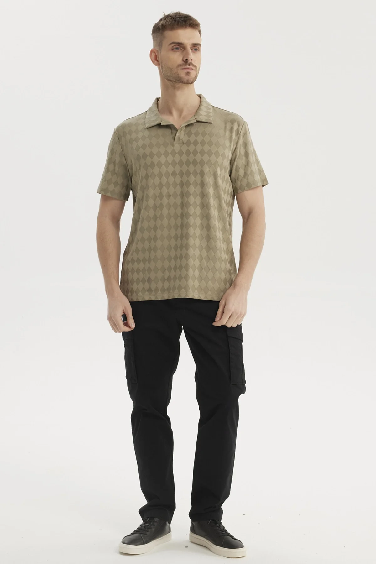 Polera Hombre Slim Cuello Camisero Verde - Image 4