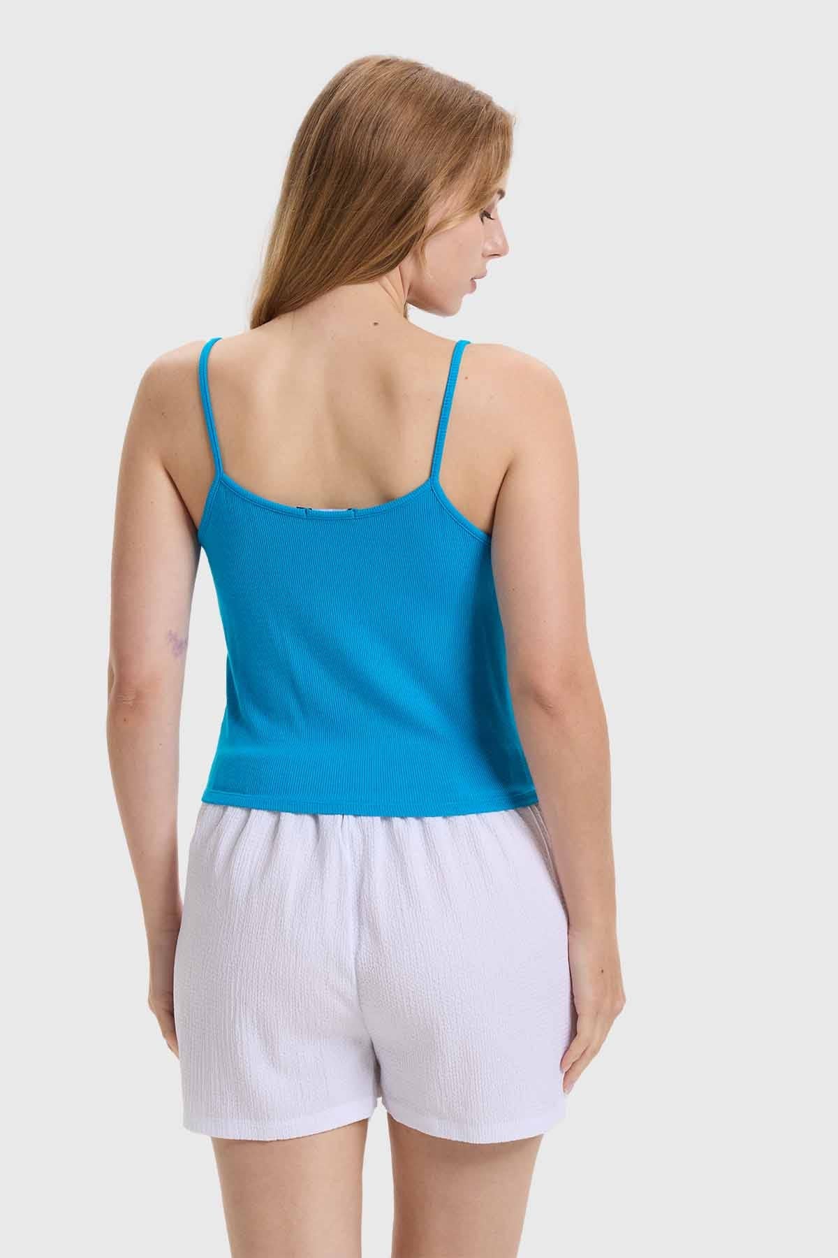 Polera Mujer Pabilo Crop Azul - Image 3