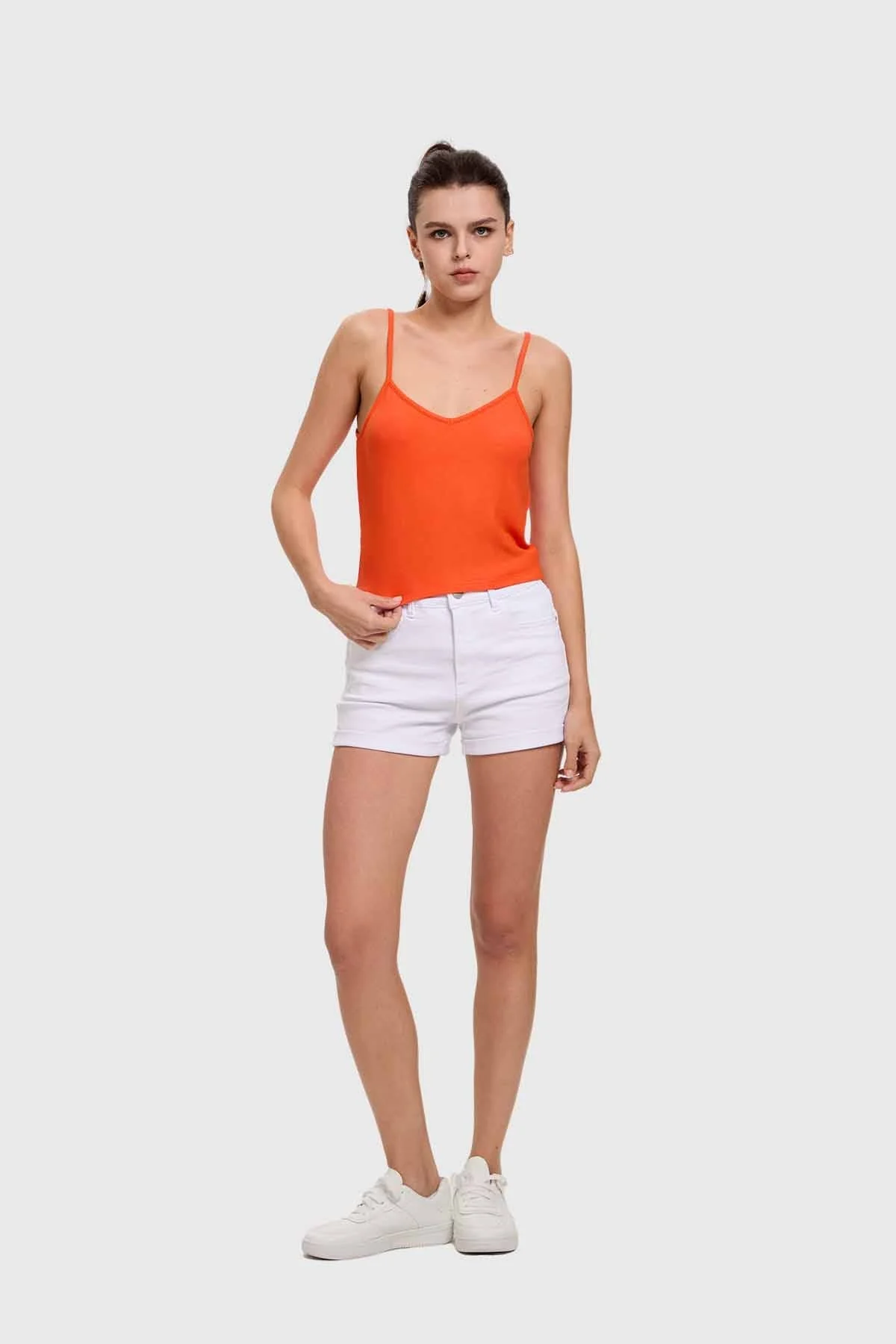 Polera Mujer Pabilo Crop Naranjo - Image 4