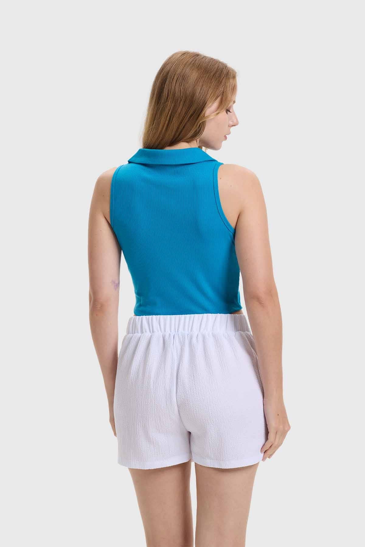 Polera Mujer Recogido Azul - Image 3