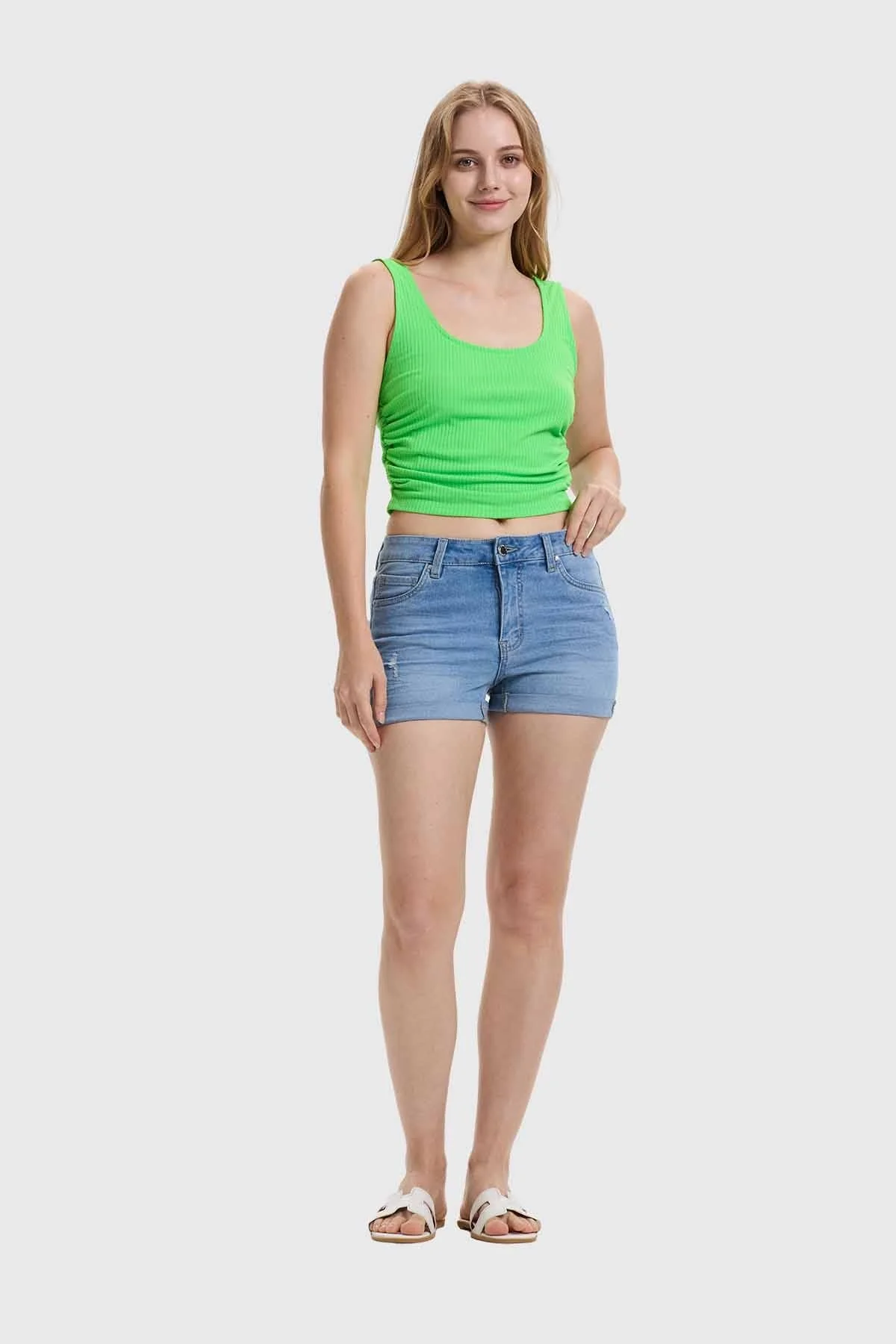 Polera Mujer Recojido Verde Flúor - Image 4