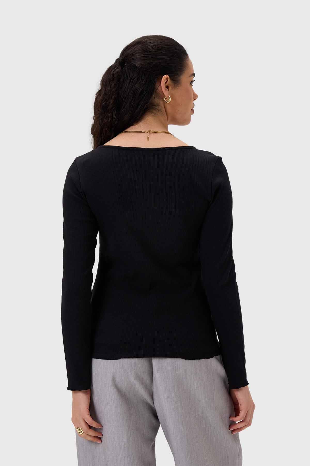 Polera Mujer Rib Negro - Image 3