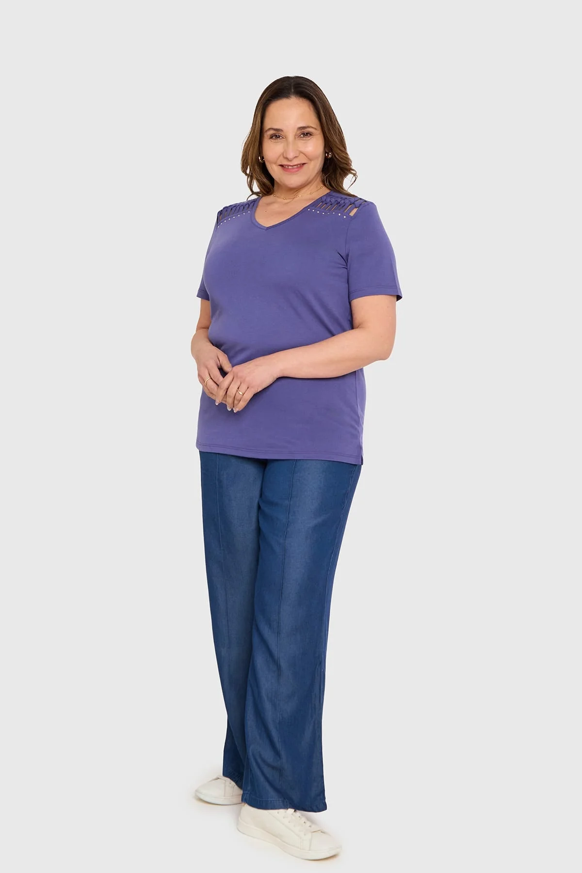 Polera Mujer Tachas Azul - Image 4
