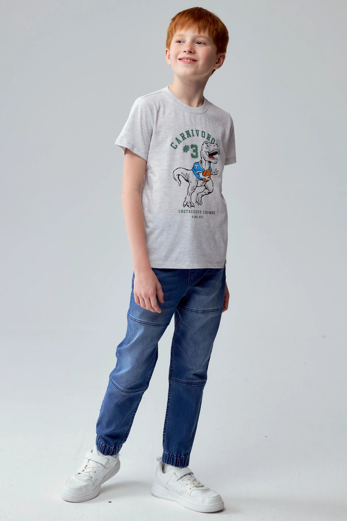 Polera Niño Básica Estampada Gris Melange Claro - Image 4