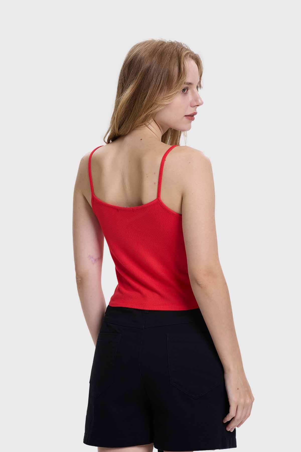 Polera Peto Mujer Pabilo Crop Rojo - Image 3