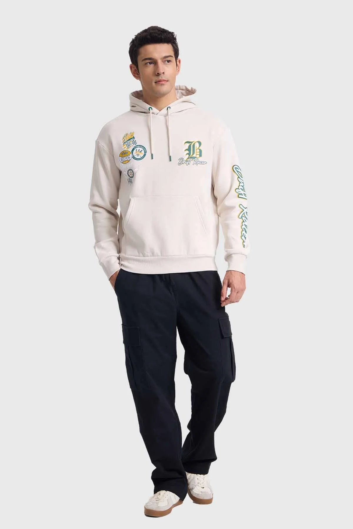 Polerón Hombre Hoodie Print Beige - Image 4