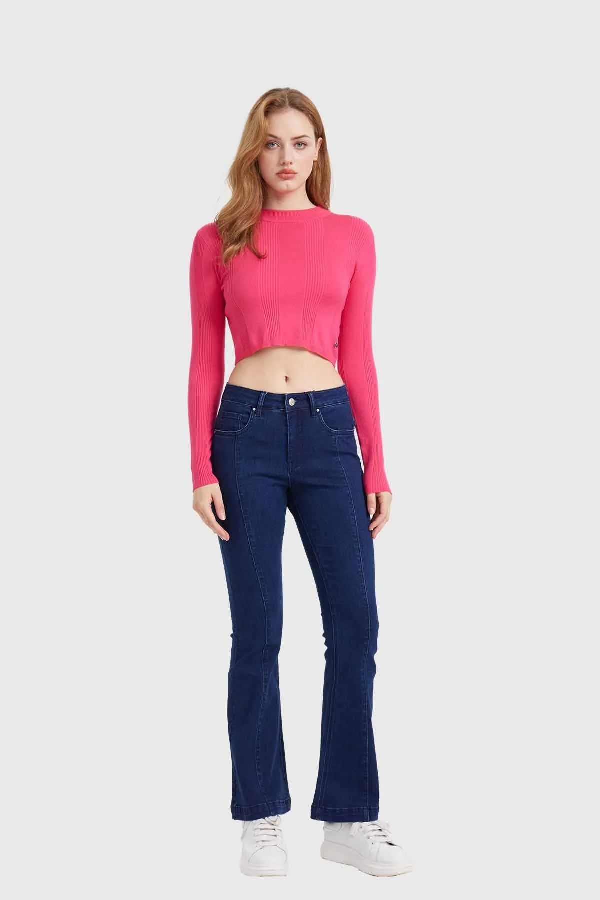 Sweater Mujer Crop Fucsia - Image 4