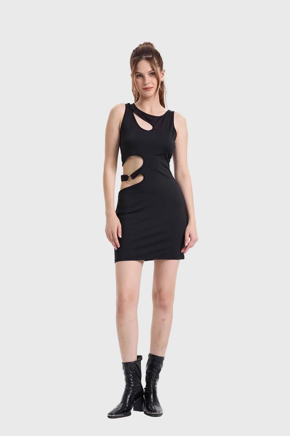 Vestido Mujer Cut Out Negro - Image 4
