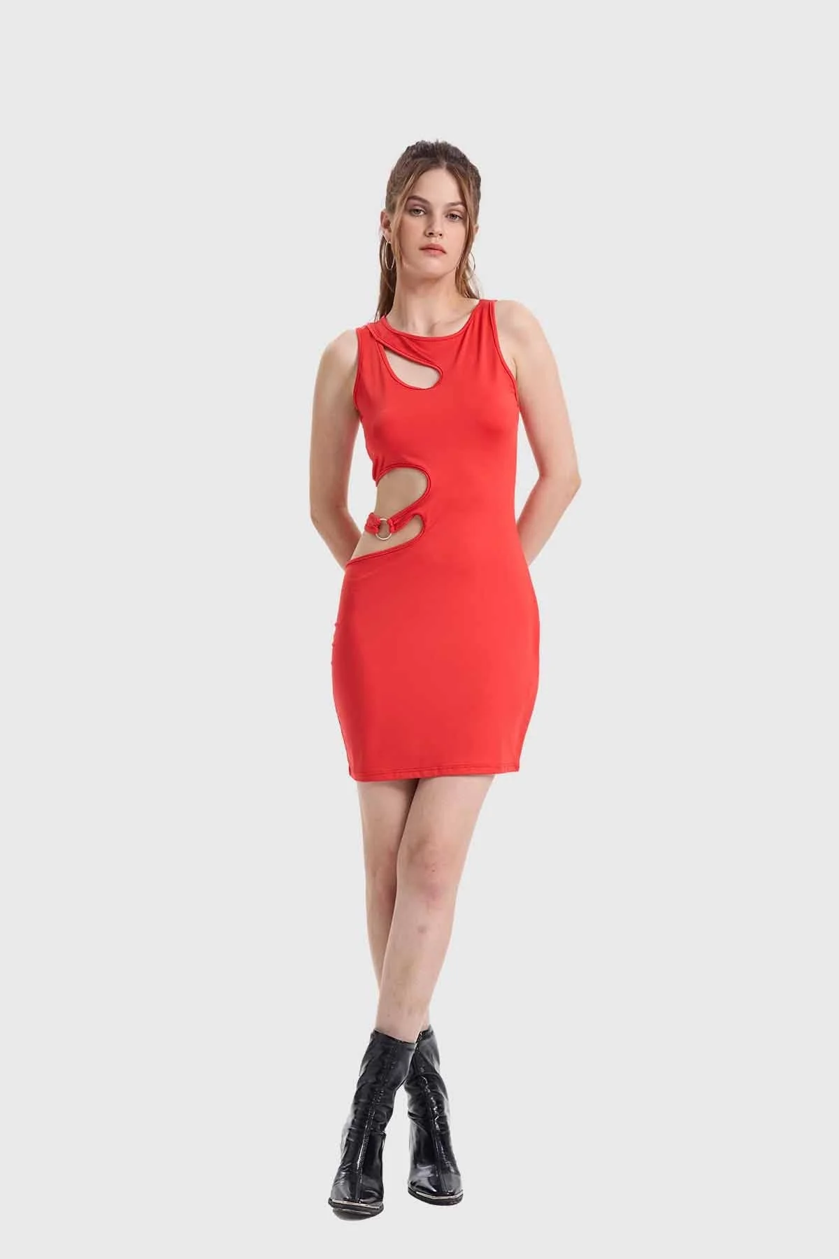 Vestido Mujer Cut Out Rojo - Image 4